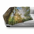thumbnail image 3 of Forest Soft Flannel Fleece Blanket, Vibrant Summer Season Above Oaks Rural Angle Freshness Sky Panorama Art Photography, Cozy Plush for Indoor and Outdoor Use, 60" x 80", Green Brown, by Ambesonne, 3 of 6