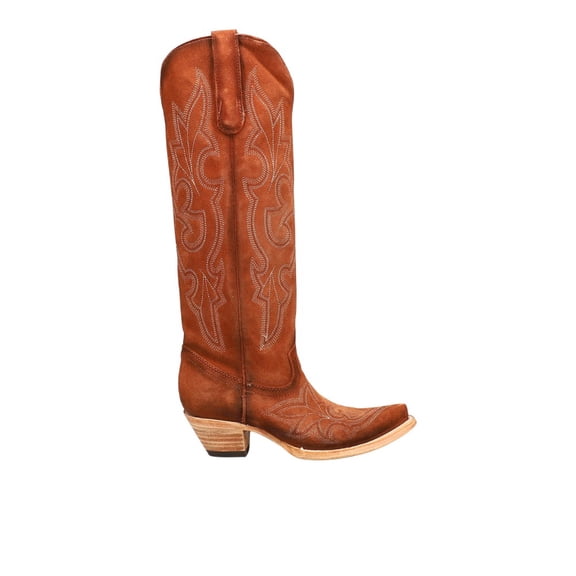 Corral Boots Womens Suede Embroidered Tall Snip Toe Cowboy Tall Boots