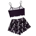 thumbnail image 5 of Weebloom Halloween Summer Pajamas For Women Sleeveless Vest Shorts Set Casual Print Home Wear Sleepwear Nightwear Pjs Loungewear Dark Purple Xl, 5 of 5