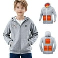 thumbnail image 2 of ATOGUTA Kids Electric Heated Hoodies Zip Up Electric Heating Sweatshirt Fleece Lined Winter Thermal Heated Jackets with No Battery Size 4T-13 Gray, 2 of 6