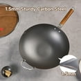 thumbnail image 6 of Carbon Steel Wok,14.2" Wok Pan with Lid, Woks & Stir-Fry Pans No Chemical Coated Wok for Induction, Electric, Gas, Suitable for All Stoves,Flat Bottom Iron Wok, 6 of 7