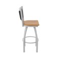 thumbnail image 4 of 870 Hadleigh 25" Swivel Counter Stool with Anodized Nickel Finish and Medium Oak Seat and Black Vinyl Back, 4 of 5