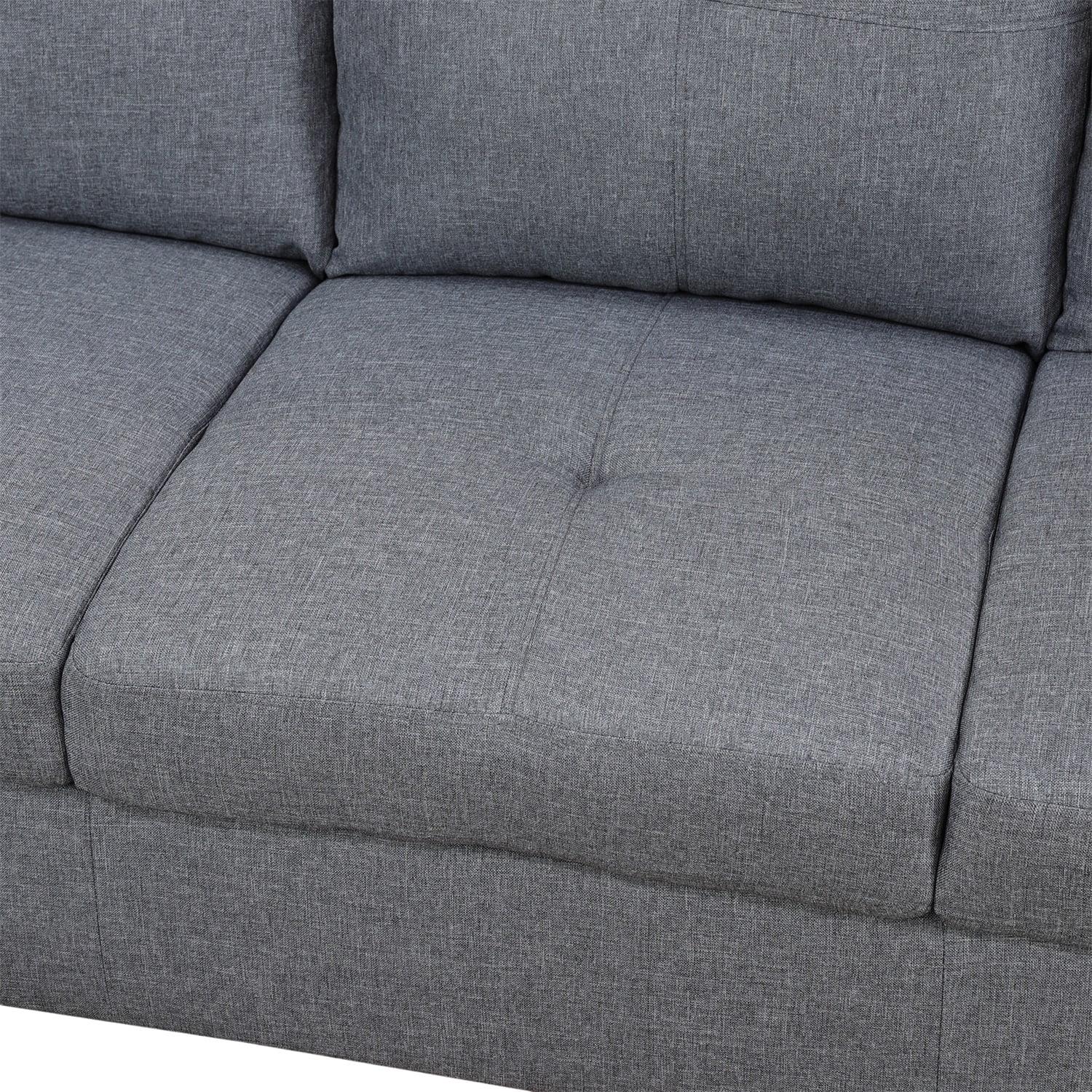 Hommoo Linen Living Room Furniture Sets, 4-Seat Couches and Sofa Set, L Shaped Couch Set Sectional Sofa Set for Home, Apartment, Dorm, Grey(No Ottoman)