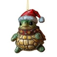 thumbnail image 2 of Hometravel Santa Hat Turtle Ornament, Cute Christmas Acrylic Hanging Decor with Glitter, Festive Animal Theme Tree Decoration, Seasonal Holiday Display, 2 of 6