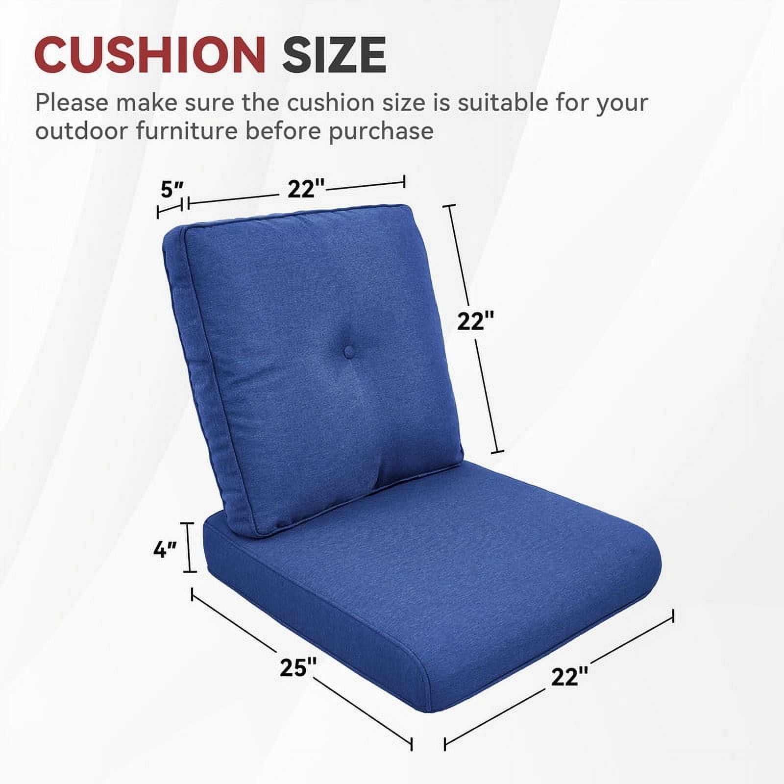 Bellefurn Deep Seat Cushion Set 25x22x4 inch Outdoor Cushions for Patio Furniture,Outdoor Chair Cushions Waterproof & Fade Resistant Patio Furniture Cushions for Wicker Chair,Sofa,Couch