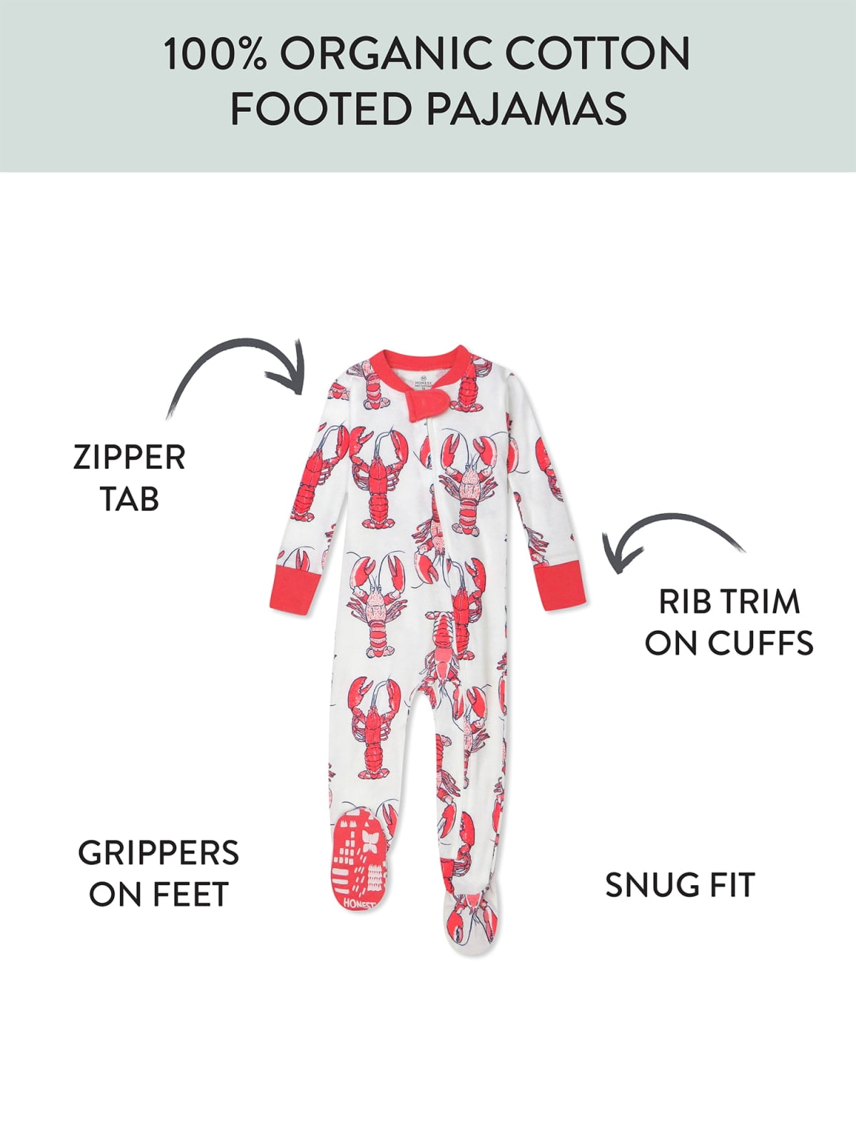 Honest Baby Clothing Organic Cotton Baby Boy/Girl Snug Fit Footed Sleeper Fourth of July Pajamas, Sizes 12 Months -24 Months