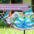 thumbnail image 2 of Bañera de vidrio para pájaros MUMTOP Garden Outdoor con estaca de metal en forma de pavo real, 2 of 7