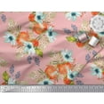 thumbnail image 2 of Soimoi Orange Cotton Jersey Fabric Tomato & Freesia Floral Print Fabric by the Yard 58 Inch Wide, 2 of 3