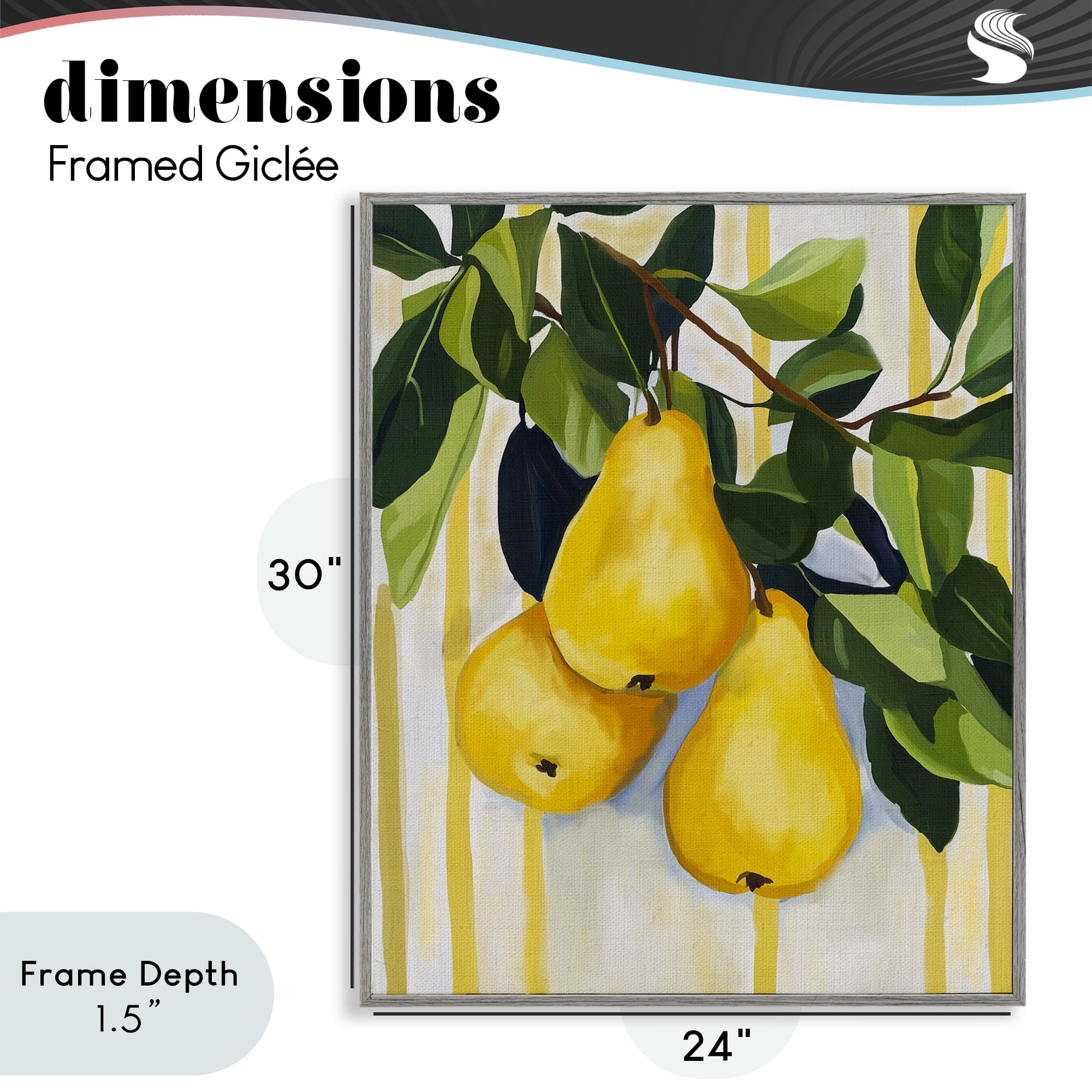 Stupell Industries Pears on Lush Branch Gray Framed Giclee Art, design by Yen