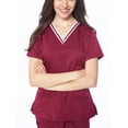 thumbnail image 4 of Dagacci Natural Stretch Contrast V-Neck Set (Burgundy,XS), 4 of 5