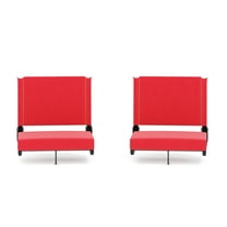 Flash Furniture Set of 2 Grandstand Comfort Seats by Flash - 500 lb. Rated Lightweight Stadium Chair with Handle & Ultra-Padded Seat, Red