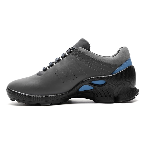 CMR CHAMARIPA Men's Elevator Sports Shoes | Grey Breathable Leather Height Boosting Sneakers 7CM / 2.76 Inches