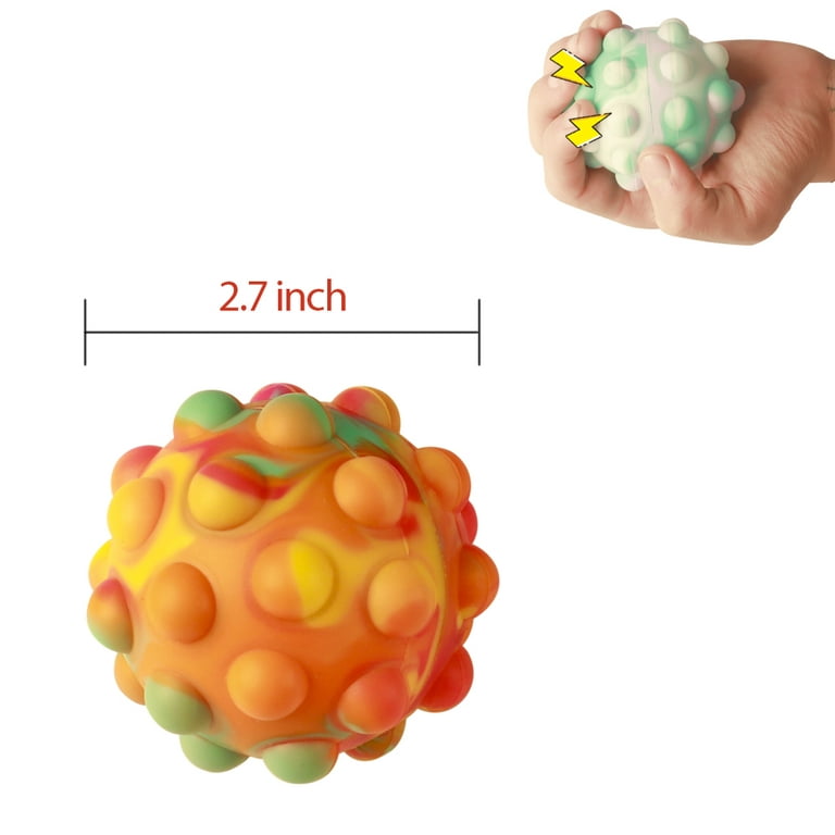 Pluokvzr 1/2/4/8 Pack Pop It Ball 3D Silicone Stress Relief Fidget Ball  Squeeze Ball Fidget Toy Push Bubbles Sensory Ball Pop It Ball(2pcs-Random