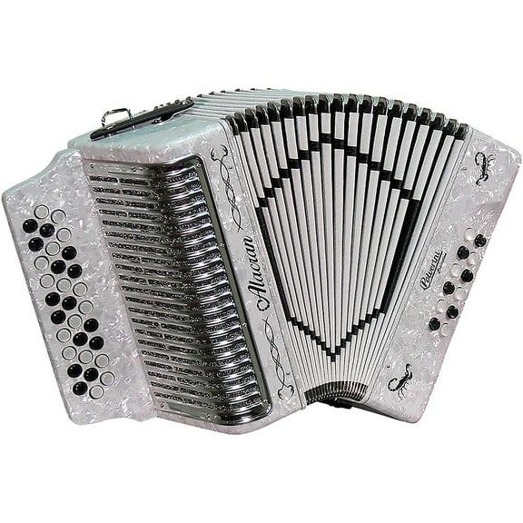 Alacran Accordion with case and straps White Fa/FBE White E/A/D