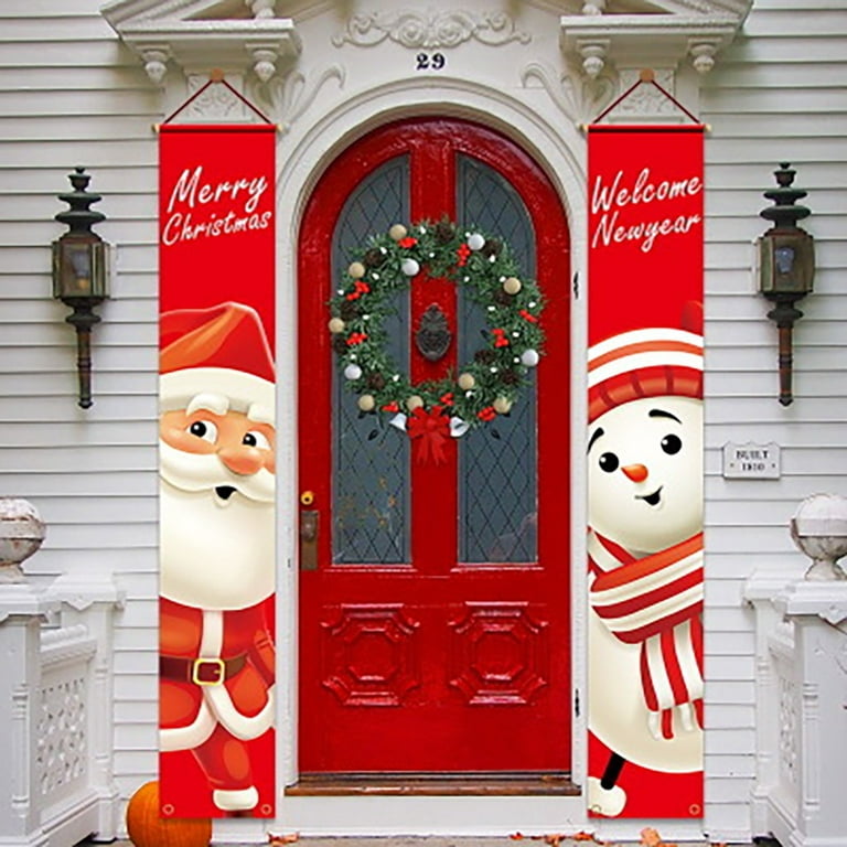 Hxroolrp Christmas Decorations 2022-2023 Christmas Ornaments Christmas  Porch Sign, Santa Clause and Snowman Merry Christmas Hanging Banners for
