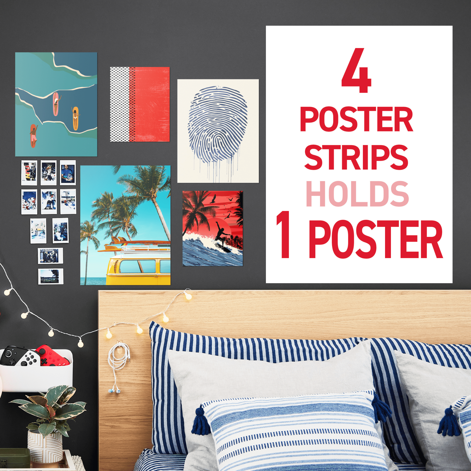 Command 17024-60ES 60-Pack  Poster Strip Pack - Quantity 6