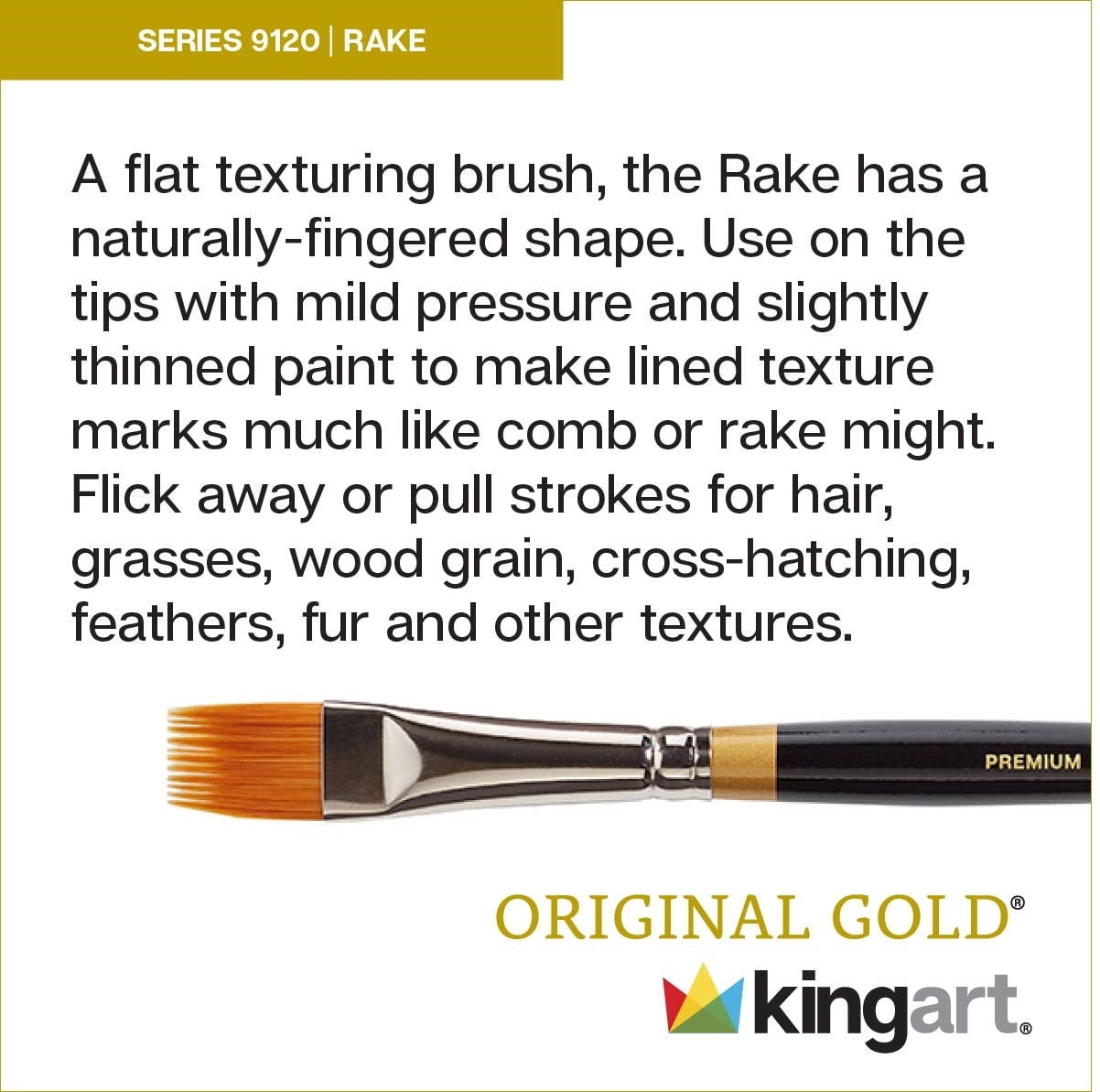 Original Gold&reg; 9120 Rake&trade; Premium Golden Taklon Brushes, Set of 5