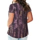 thumbnail image 4 of ICHUANYI ClearanceWomen Plus Size V-neck Tie-dye Print Button Short Sleeve Tops T-Shirt Blouse(Purple, XL) ICHUANYI WER20232080506227, 4 of 6