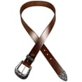 thumbnail image 4 of 1.5" Cognac Brown Western Style Leather Belt Handmade in Canada, 4 of 5