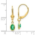 thumbnail image 4 of Primal Gold 14 Karat Yellow Gold 6x4mm Oval Bezel May Emerald Leverback Earrings, 4 of 4