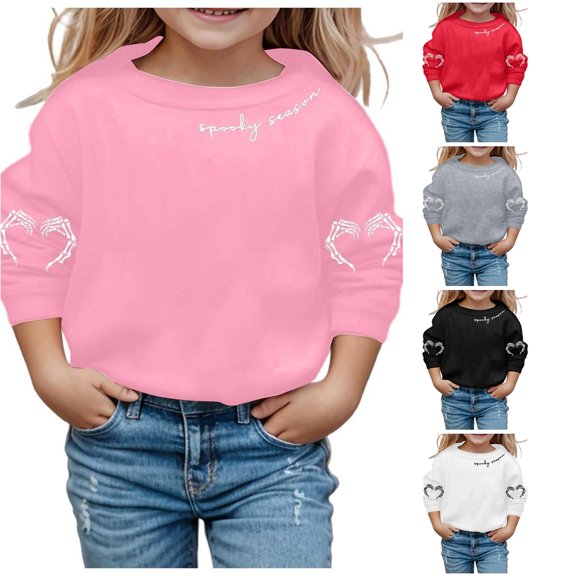 Vividxx Sweatshirts For Girls Long Sleeve Soft Sweatshirt Halloween Cute Crewneck Pullovers Top For Kids Streetwear 4-5 Years