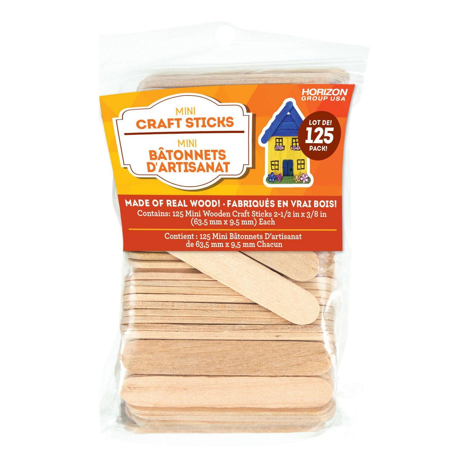 Horizon Group USA Mini Wooden Craft Sticks, 125-Pack, mini craft sticks