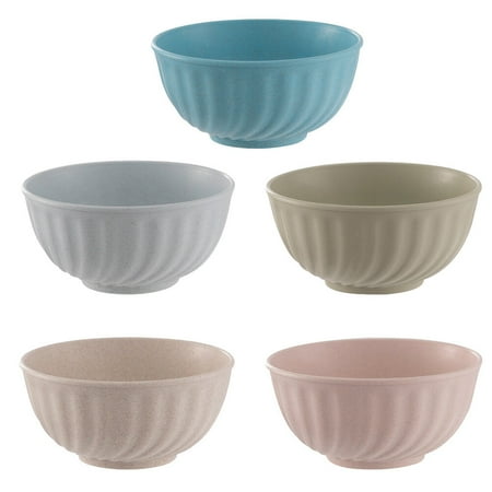 

5pcs Wheat Straw Bowls Soup Dessert Salad Bowls Stir Bowls (Assorted Color)