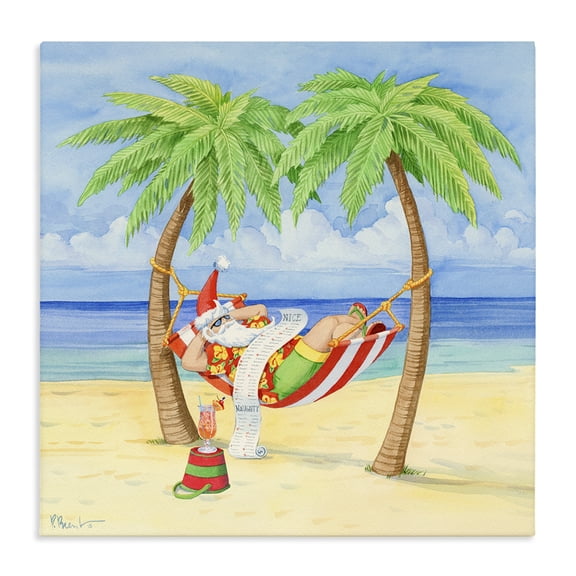 Stupell Industries Coastal Santa on Beach Hammock Canvas Art, 24 x 24, by Paul Brent