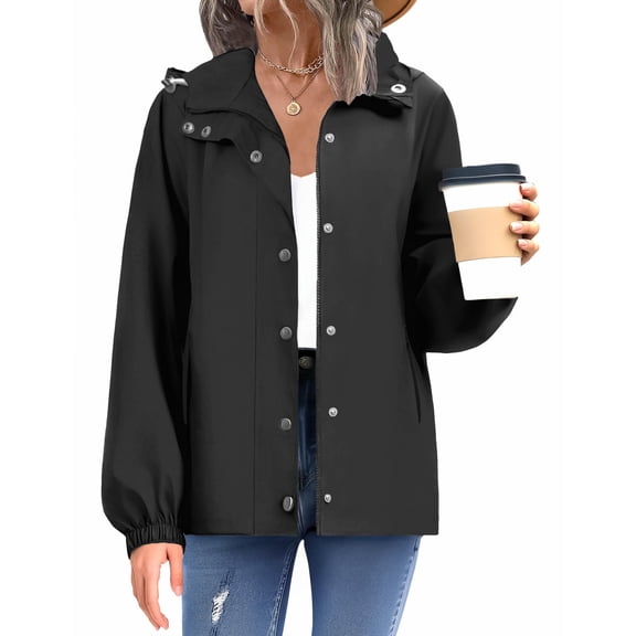Zeagoo Spring Rain Coats for Women Rain Jacket Lightweight Waterproof Jackets with Hood Fashion Windproof Raincoat with Pockets
