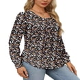 thumbnail image 2 of LEEYNEER Womens Blouses Floral Printed Pleated Short Sleeve Tunic Tops for Women Dressy Casual Summer Shirts, 2 of 5
