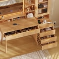 thumbnail image 4 of 48-Inch Fluted Makeup Vanity Desk with Mirror and Lights, Modern Glass Door Vanity Table with 5 Drawers, Adjustable Shelves, Wood Dressing Table with Charging Station for Bedroom, 4 of 6