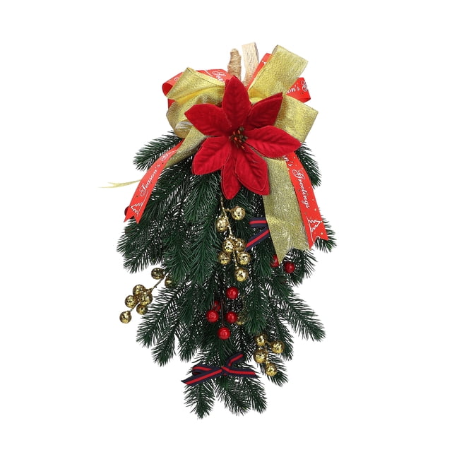2PCS Festive Supplies Pine Branches Pendant Artificial Flower Rattan Ornament Ribbon Gift Garden Decor Fake Plants Garland