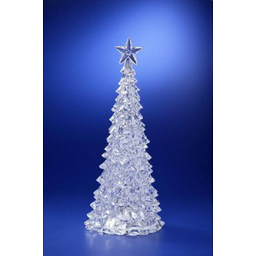 Pack of 2 Icy Crystal Illuminated Christmas Pine Tree with Star Figures