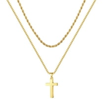 TINGN Cross Necklace for Men Women Mens Stainless Steel Black Chain Cross Pendant Necklace