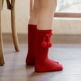 thumbnail image 5 of Calcetines hasta la rodilla para niños y niñas, calcetines sólidos, medias de princesa, cuidado del bebé a media pantorrilla (rojo, 2-3T), 5 of 5