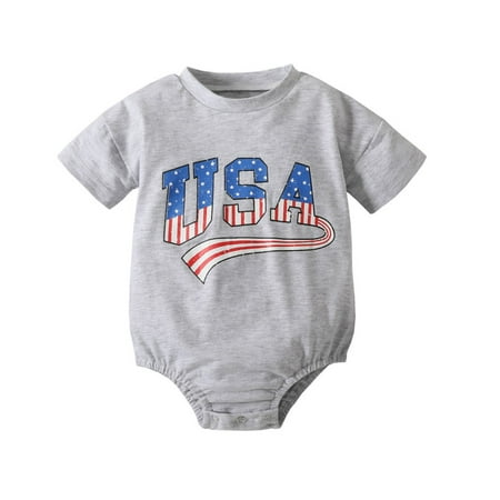 

Esho Baby Boys Bodysuits Baby Girls Summer Rompers Toddler Retro American Flag Matching Clothes 4th of July Independence Day 0-24M