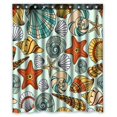 thumbnail image 1 of Cortina de Ducha ABPHQTO Poliéster Impermeable Conchas Marinas y Ganchos 150x180 cm, 1 of 1