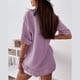 thumbnail image 4 of Camisa de mujer Jersey informal Verano Color puro Media manga Lavado a máquina Camisa de fibra de poliéster transpirable Púrpura L, 4 of 6