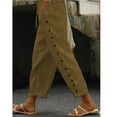 thumbnail image 4 of Women's Pants Fashion Casual Pants For Women Casual Spring And Autumn Japanese Wide Leg Lazy Cotton And Linen Solid Color Casual Elastic Loose Trousers, 4 of 4