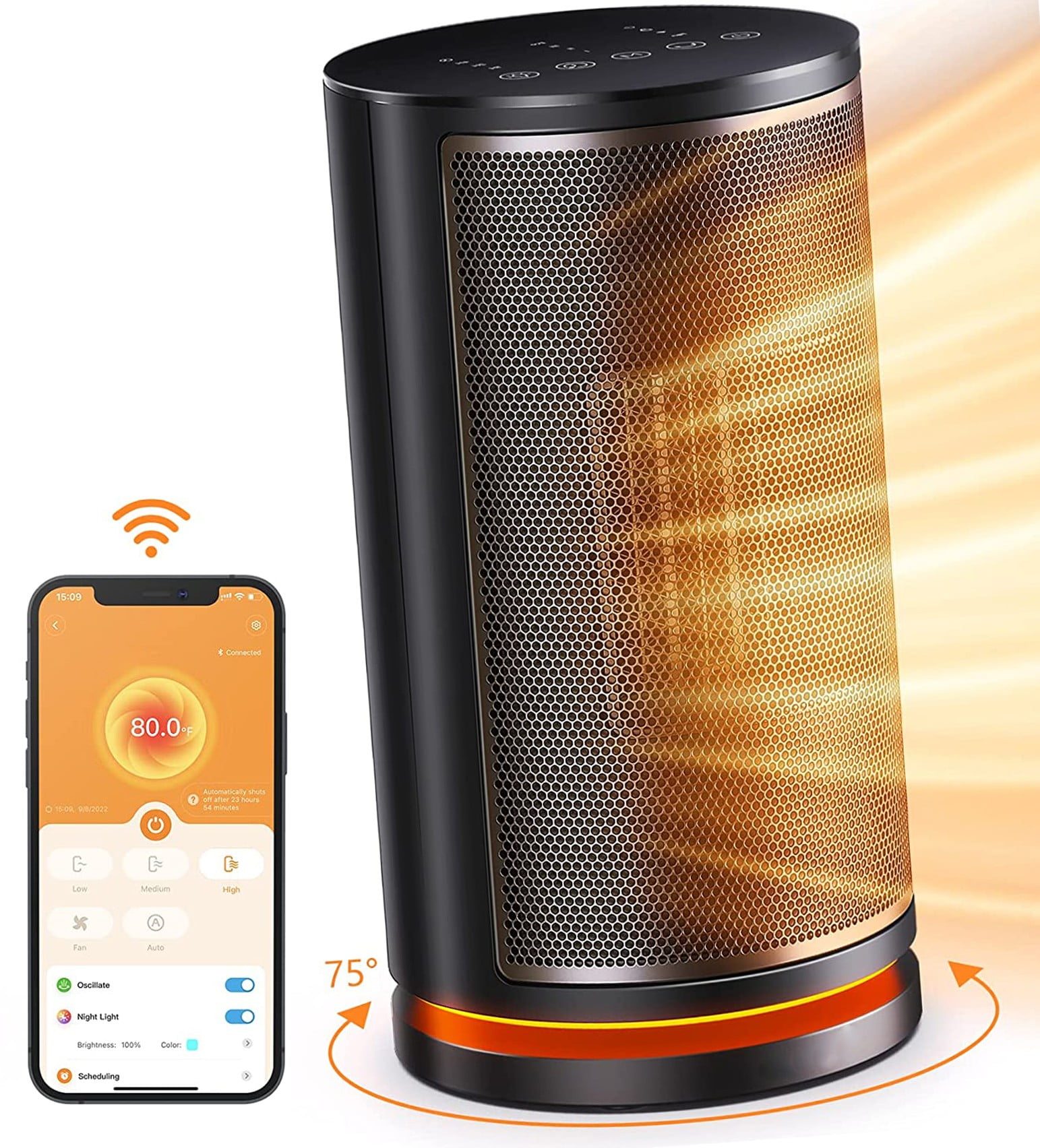 Smart Space Heater, 1500W Fast Heating WiFi Small Heater with Thermostat -  Walmart.com
