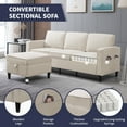 thumbnail image 3 of ijuicy L-Shaped Sectional Sofa with Flexible Storage Ottoman, 90"W Convertible Sofa Couch with Side Pockets, Living Room Furniture Set Suitable for Small Space/Apartment/Loft/Living Room Beige, 3 of 6