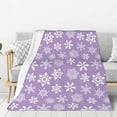 thumbnail image 1 of Winter Snowflakes Purple Throw Blankets All Season Ultra Soft Warm Fleece, 1 of 9