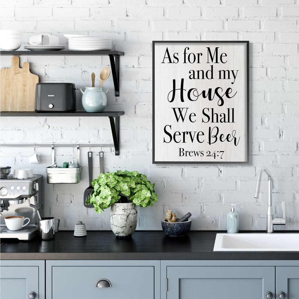 Stupell Industries My House Serves Beer Spiritual Humor Alcohol Food & Beverage Painting Black Framed Art Print Wall Art, 24 x 30