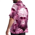 thumbnail image 3 of Pink Monkey Gorilla Men's Short Sleeve Button Down Casual Beach Printed Shirts, 3 of 6
