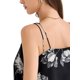 thumbnail image 5 of Top de satén Inspire Chic para mujer 2025, sin mangas, con escote en V, floral, talla XS, negro, 5 of 6