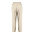 thumbnail image 5 of LEAVINGSUO Linen Pants for Women Plus Size Elastic Waist Women'S Spring Solid Color Lace-Up With And Linen All Straight Leg Casual Pants Beige M, 5 of 5