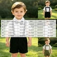thumbnail image 3 of YWIYIUD Gentleman Outfit Baby Boy Clothes Sets Solid Color Formal Dress Shirt Button Down Short Sleeve Bodysuit with Bowtie Suspender Shorts Sets Boys Holiday Birthday Wedding Outfits 3-6 Months, 3 of 8