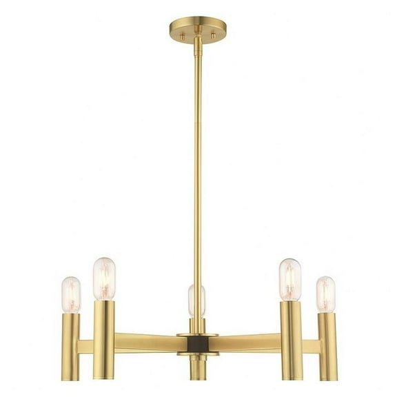 Modern Farmhouse Five Light Chandelier-Satin Brass Finish Bailey Street Home 218-Bel-3110280