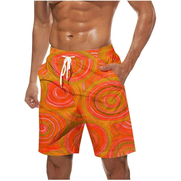 Pantalones Cortos para Hombre de Cintura Elástica con Bolsillos Pantalones de Playa de Impresión Casual, Poliéster Ligero de Moda para la Primavera Verano Al Aire Libre Y el Uso Diario