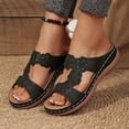 thumbnail image 4 of Rokment Orthopedic Wedges Slip on Sandals for Women with Arch Support Comfortable Summer Beach Flower Hollow out Leather Platform Arch Support Walking Dress Slides Black Size 9, 4 of 6
